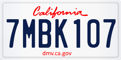 CA license plate 7MBK107