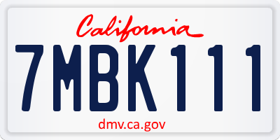 CA license plate 7MBK111