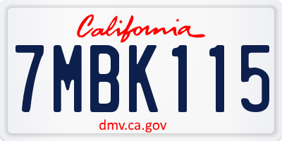 CA license plate 7MBK115