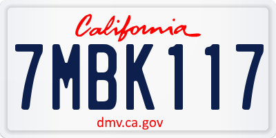CA license plate 7MBK117