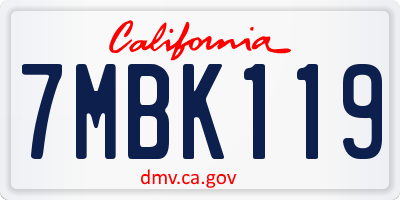 CA license plate 7MBK119