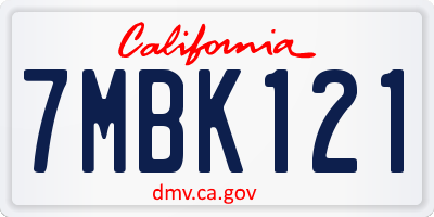 CA license plate 7MBK121