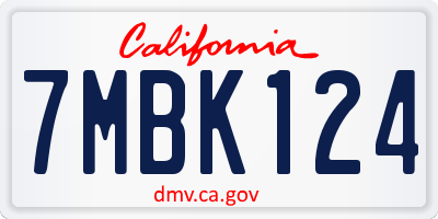 CA license plate 7MBK124