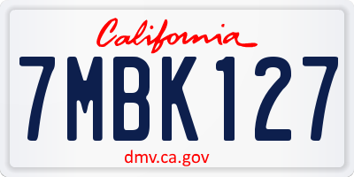 CA license plate 7MBK127