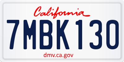 CA license plate 7MBK130