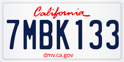 CA license plate 7MBK133