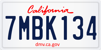 CA license plate 7MBK134