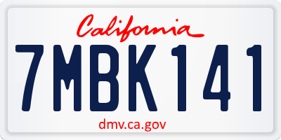 CA license plate 7MBK141