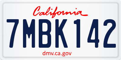 CA license plate 7MBK142
