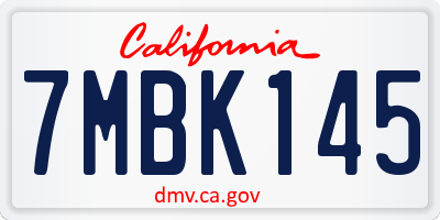 CA license plate 7MBK145