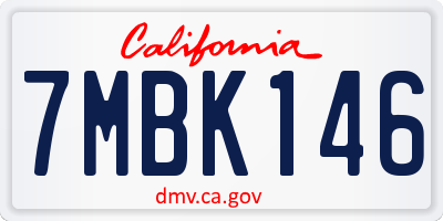 CA license plate 7MBK146