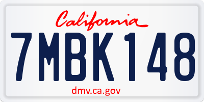CA license plate 7MBK148