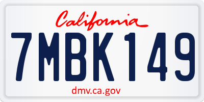 CA license plate 7MBK149