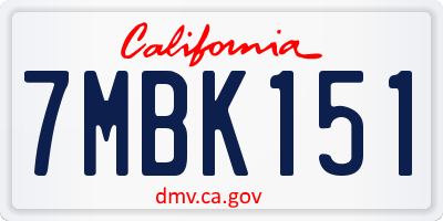 CA license plate 7MBK151