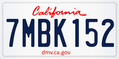 CA license plate 7MBK152