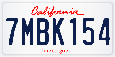CA license plate 7MBK154