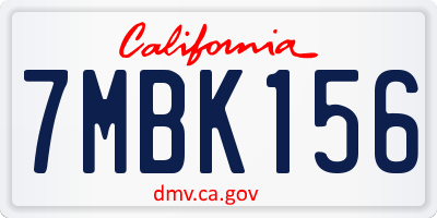 CA license plate 7MBK156