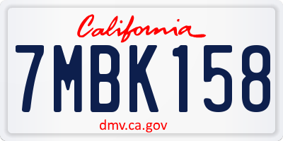 CA license plate 7MBK158