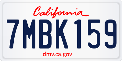 CA license plate 7MBK159