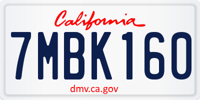 CA license plate 7MBK160
