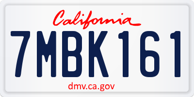 CA license plate 7MBK161