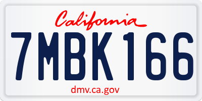 CA license plate 7MBK166