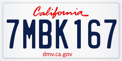 CA license plate 7MBK167