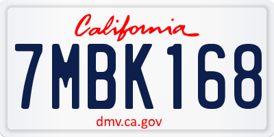 CA license plate 7MBK168