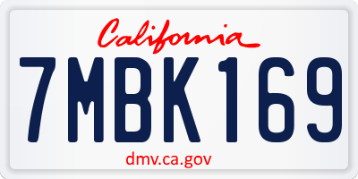CA license plate 7MBK169