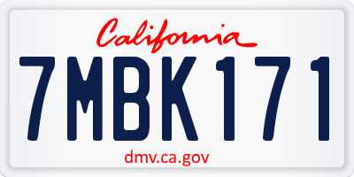 CA license plate 7MBK171
