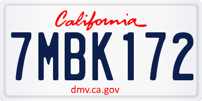 CA license plate 7MBK172