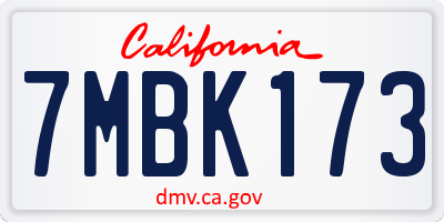 CA license plate 7MBK173
