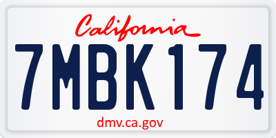 CA license plate 7MBK174