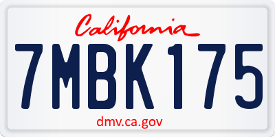 CA license plate 7MBK175