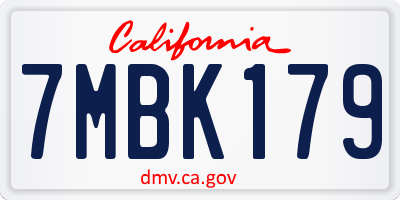 CA license plate 7MBK179