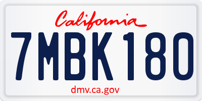CA license plate 7MBK180