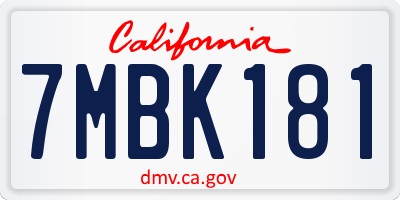 CA license plate 7MBK181