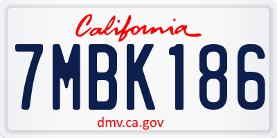CA license plate 7MBK186