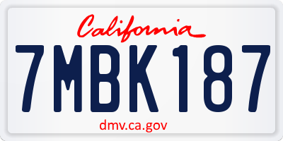 CA license plate 7MBK187