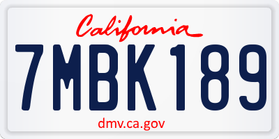 CA license plate 7MBK189