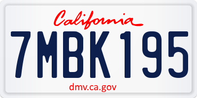 CA license plate 7MBK195
