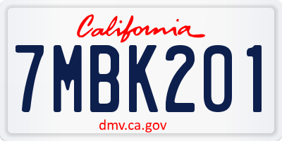 CA license plate 7MBK201