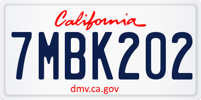 CA license plate 7MBK202