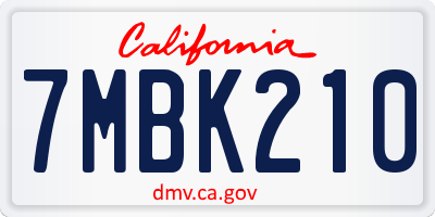 CA license plate 7MBK210