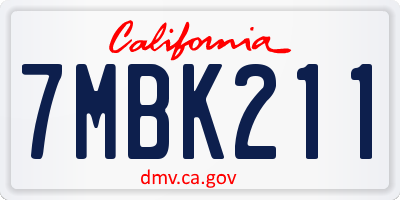 CA license plate 7MBK211