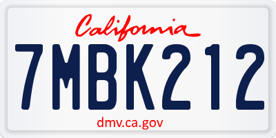 CA license plate 7MBK212