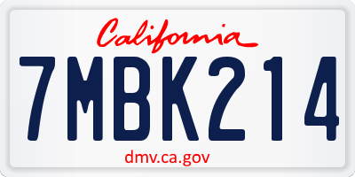 CA license plate 7MBK214