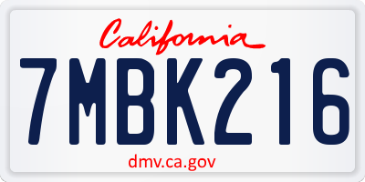 CA license plate 7MBK216
