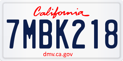 CA license plate 7MBK218