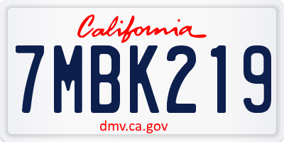 CA license plate 7MBK219